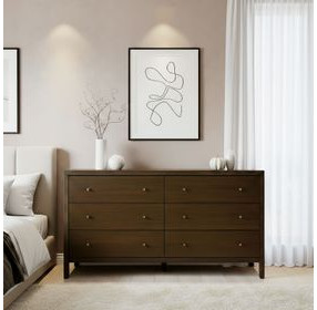 Mendel Walnut 6 Drawers Dresser