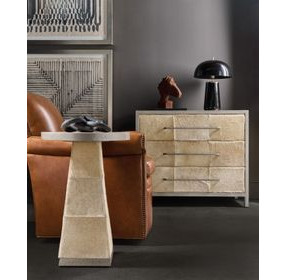 Melange Beige and Gray Upholstered 3 Drawer Accent Chest