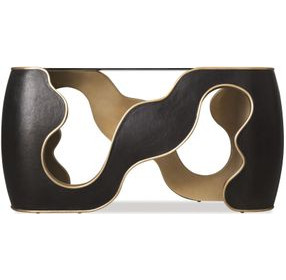 Melange Black and Gold 64" Glass Top Console Table