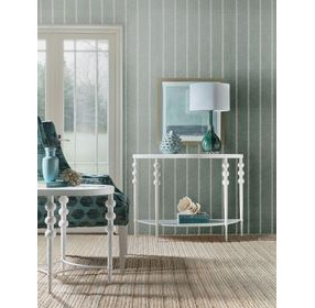 Melange White 44" Glass Top Demilune Console