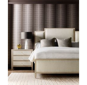 Melange Beige Upholstered Queen Panel Bed