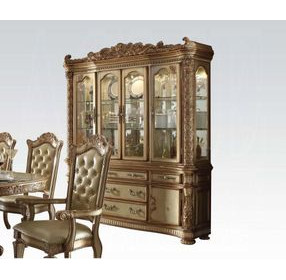 Vendome Gold Patina 6 Door Buffet and Hutch with LED