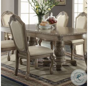 Chateau de Ville Synthetic Leather and Antique White Side Chair Set of 2