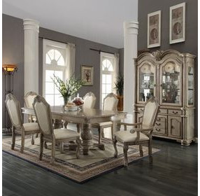 Chateau De Ville Antique White 4 Door Buffet and Hutch with LED