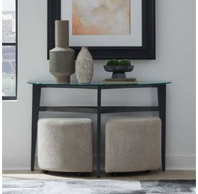 Capri Espresso Demilune Glass Top Sofa Table