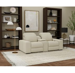 Ferrara Smoke Leather 87" Zero Gravity Power Reclining Console Loveseat with Power Headrest and USB Charging