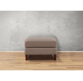 Arden Taupe Leather Upholstered Rectangular Ottoman