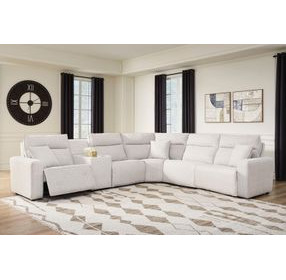 Modmax II Stone Performance Fabric 6 Piece Modular Power Reclining Sectional with Console and USB Charging