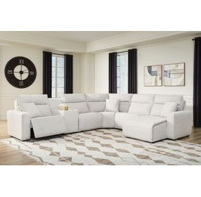 Modmax II Stone Performance Fabric 6 Piece Modular Power Reclining Sectional with USB Charging and Console