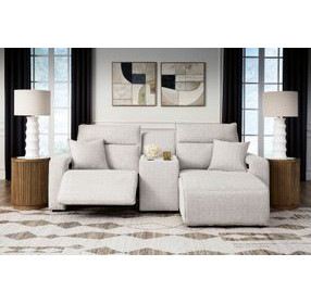 Modmax II Stone Performance Fabric 3 Piece Modular Power Reclining Sectional with Chaise and USB Charging