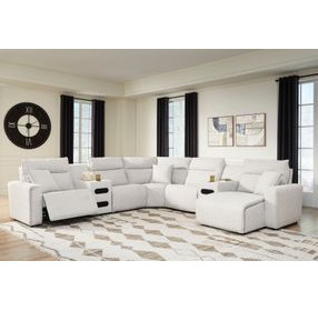 Modmax II Stone Performance Fabric 7 Piece Modular RAF Power Reclining Sectional with USB Charging and Audio Consoles