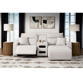 Modmax II Stone Performance Fabric 3 Piece Modular Power Reclining Sectional with USB Charging and Audio Console