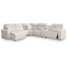Modmax II Stone Performance Fabric 6 Piece Modular Power Reclining Sectional with Storage Console and USB Charging