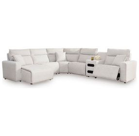 Modmax II Stone Performance Fabric 6 Piece Modular Power Reclining Sectional with USB Charging and Audio Console