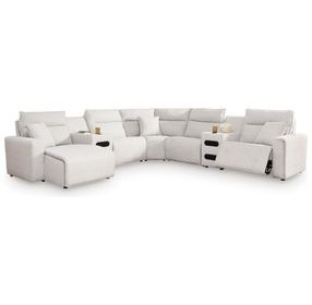 Modmax II Stone Performance Fabric 7 Piece Modular Power Reclining Sectional with Chaise and USB Charging
