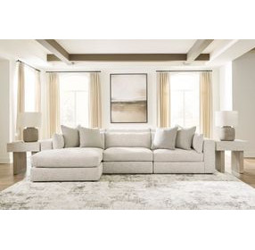 Stonecroft Manor Snowstone 3 Piece Modular Sectional with LAF Chaise and Pillows