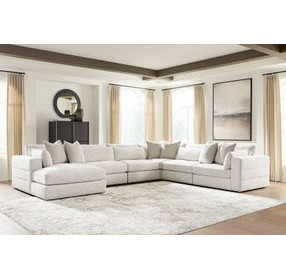 Stonecroft Manor Snowstone 6 Piece Modular Sectional with LAF Chaise and Pillows