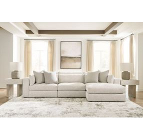 Stonecroft Manor Snowstone 3 Piece Modular Sectional with RAF Chaise and Pillows
