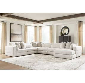 Stonecroft Manor Snowstone 6 Piece Modular Sectional with RAF Chaise and Pillows