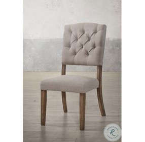 Bernard Linen and Weathered Oak Side Chair Set of 2