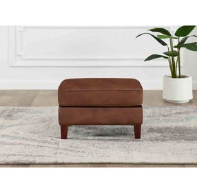 Lachlan Pecan Leather Upholstered Rectangular Ottoman