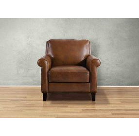 Lachlan Pecan Leather Upholstered Accent Chair