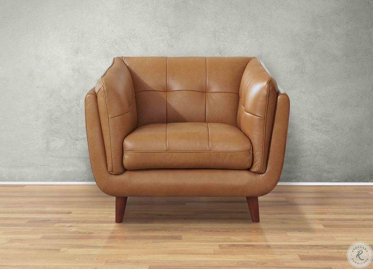 Sorella Cinnamon Leather Upholstered Accent Chair
