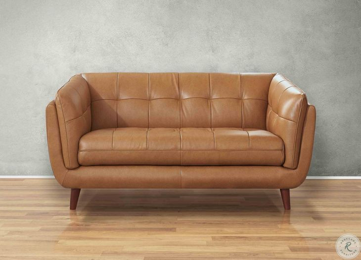 Sorella Cinnamon Leather 70" Loveseat