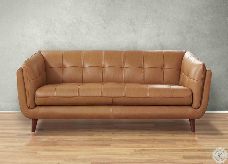 Sorella Cinnamon Leather 84" Sofa
