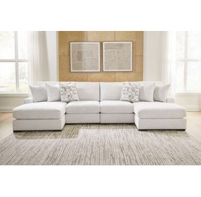 Kendrie Chalk Performance Fabric 4 Piece Modular Double Chaise Sectional
