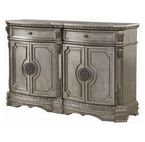 Northville Antique Silver 4 Door Marble Top Server