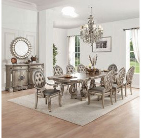 Northville Antique Silver 4 Door Marble Top Server