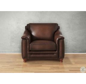 Bexley Caramel Leather Upholstered Accent Chair with Nailhead Trim