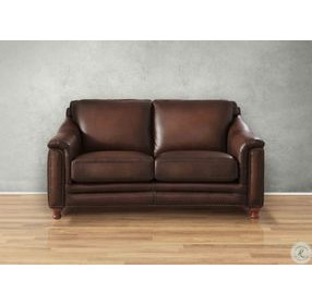 Bexley Caramel Leather 67" Loveseat with Nailhead Trim