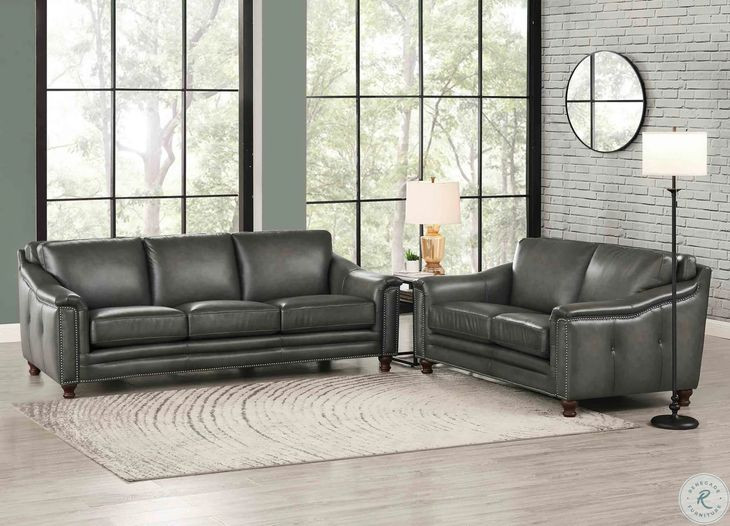 Bexley Ash Leather 67" Loveseat with Nailhead Trim