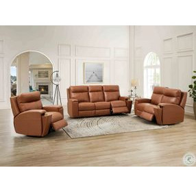 Varden Nutmeg Leather Zero Gravity Power Reclining Living Room Set with Power Headrest