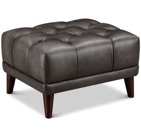 Trix Ash Gray Leather Upholstered Rectangular Ottoman