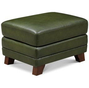 Godfrey Forrest Green Leather Upholstered Rectangular Ottoman