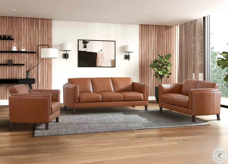 Kona Nutmeg Leather 88" Sofa