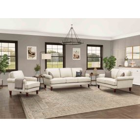 Soleil Vanilla Leather Living Room Set