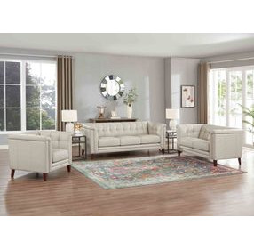 Elric Vanilla Leather Living Room Set