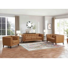 Elric Cognac Leather Living Room Set