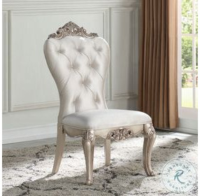Gorsedd Cream Fabric and Golden Ivory Side Chair Set of 2