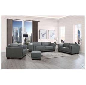 Preston Slate Gray Leather 67" Loveseat