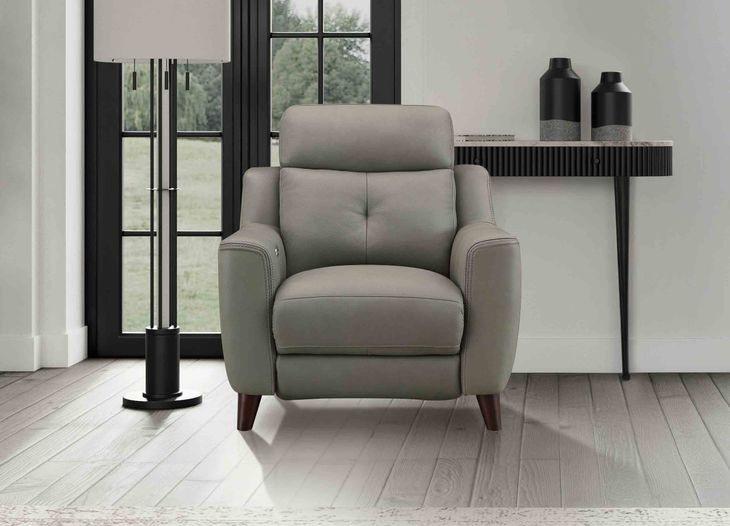 Cordell Slate Leather Zero Gravity Power Recliner with Power Headrest and USB Charging