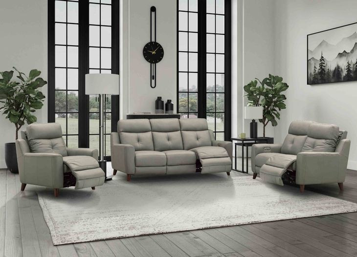 Cordell Slate Leather Zero Gravity Power Reclining Living Room Set