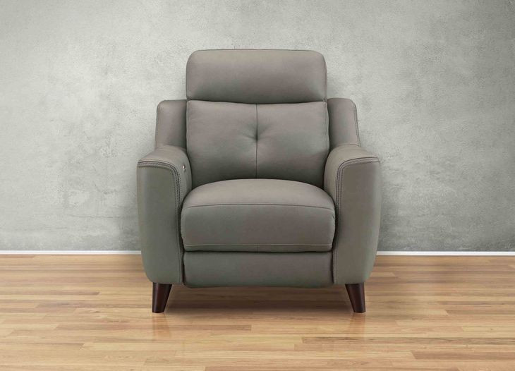 Cordell Slate Leather Zero Gravity Power Recliner with Power Headrest and USB Charging