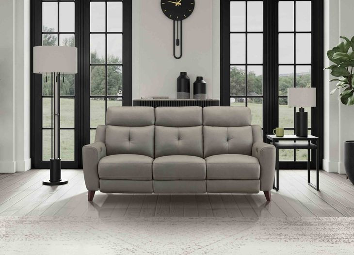Cordell Slate Leather 86" Zero Gravity Power Reclining Sofa with Power Headrest and USB Charging