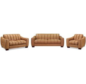 Baylor Cinnamon Brown Leather Living Room Set