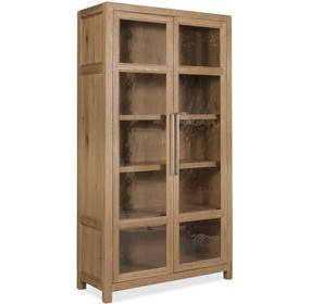 Driftwood Light Brown 2 Glass Door Display Cabinet